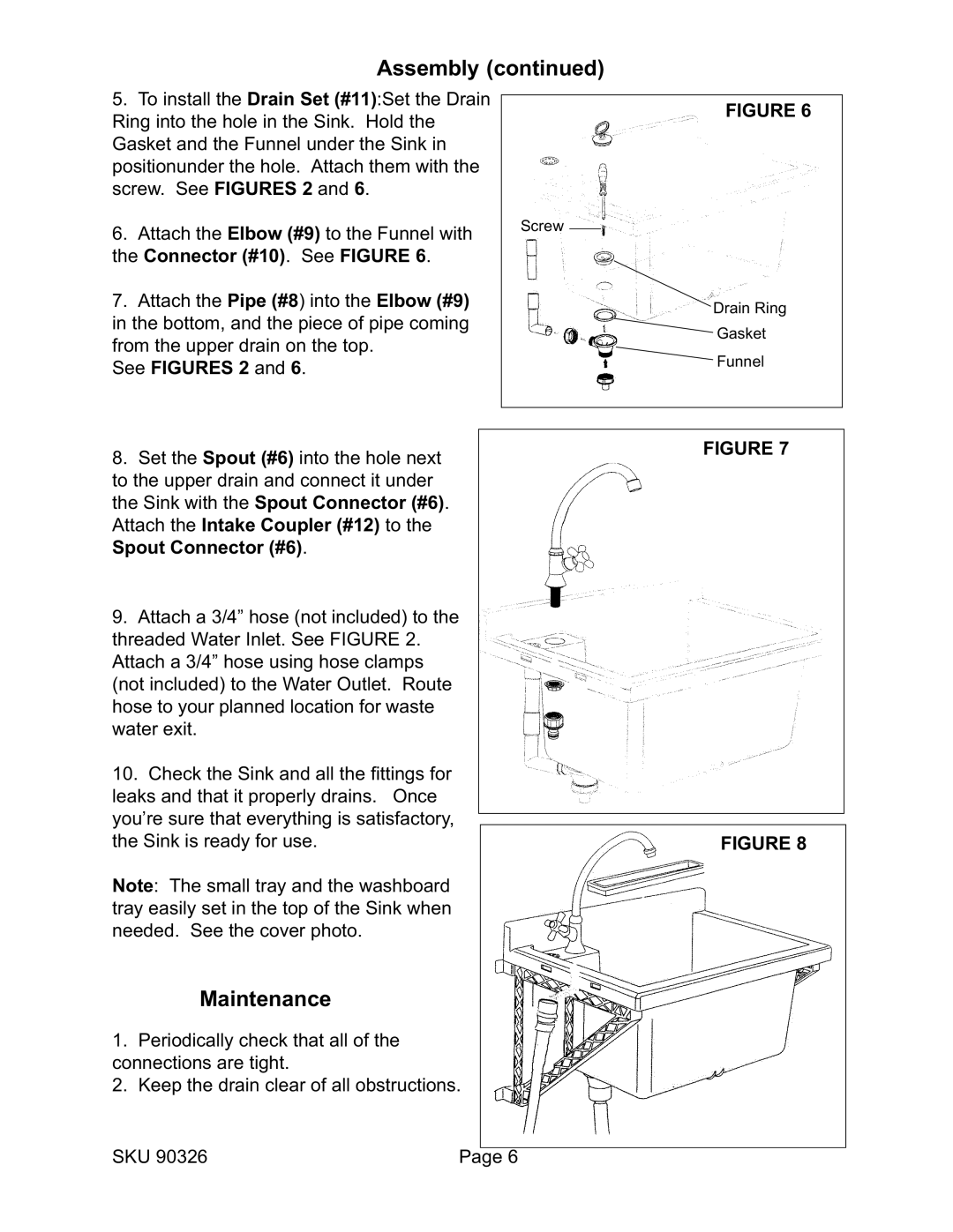 Harbor Freight Tools 90326 operating instructions Maintenance 