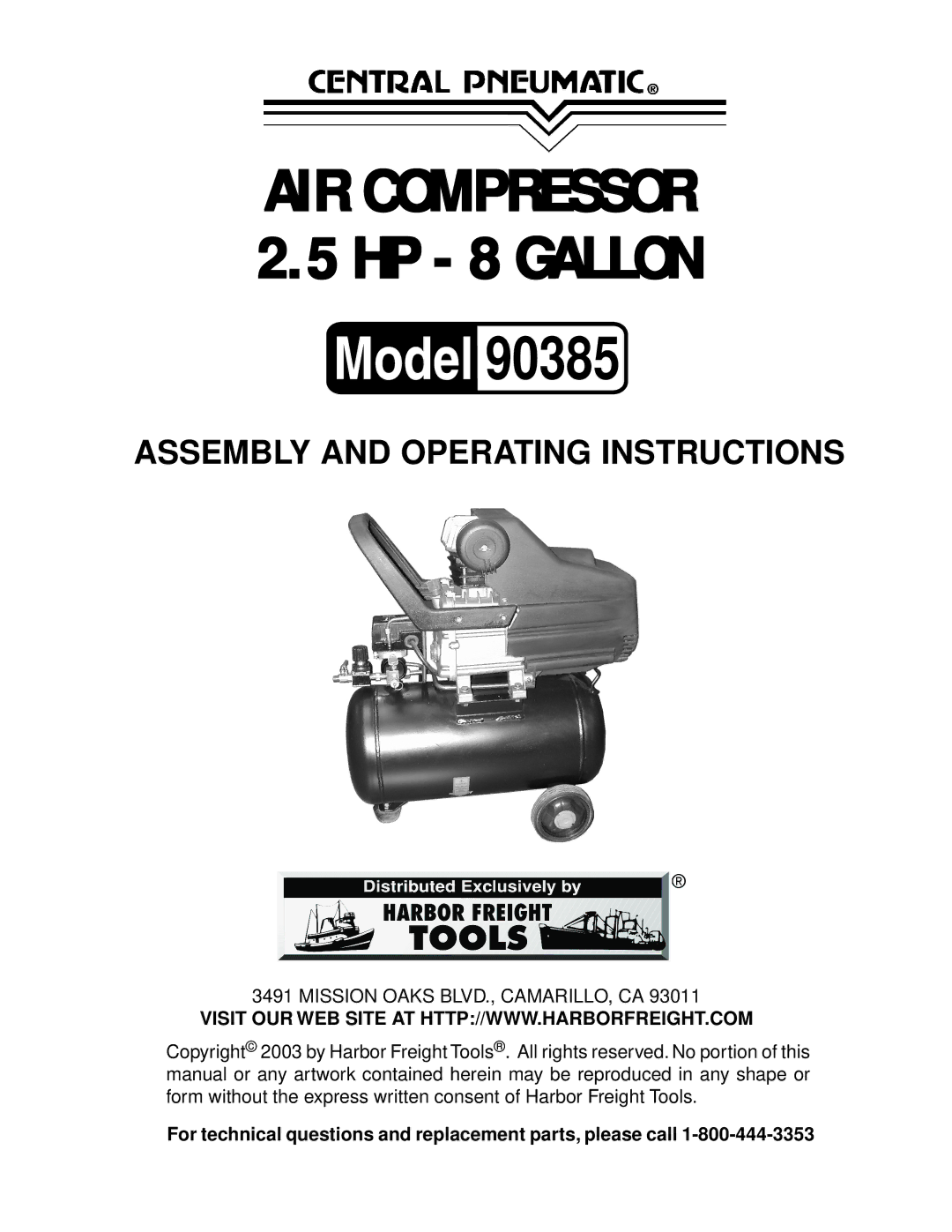 Harbor Freight Tools 90385 operating instructions 