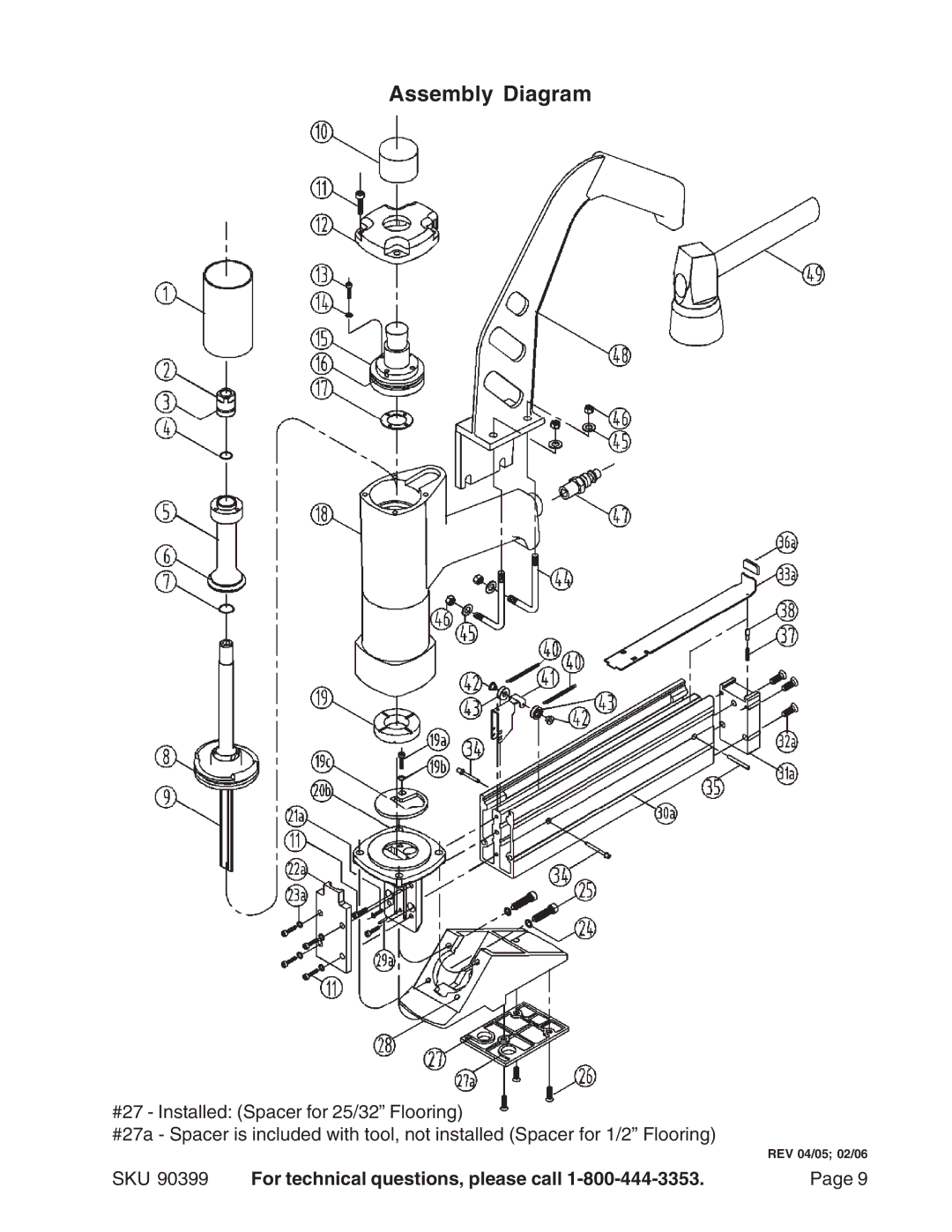 Harbor Freight Tools 90399 operating instructions Assembly Diagram 