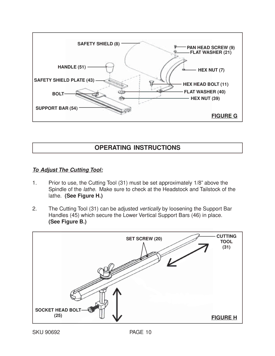 Harbor Freight Tools 90692 operating instructions Operating Instructions, To Adjust The Cutting Tool 