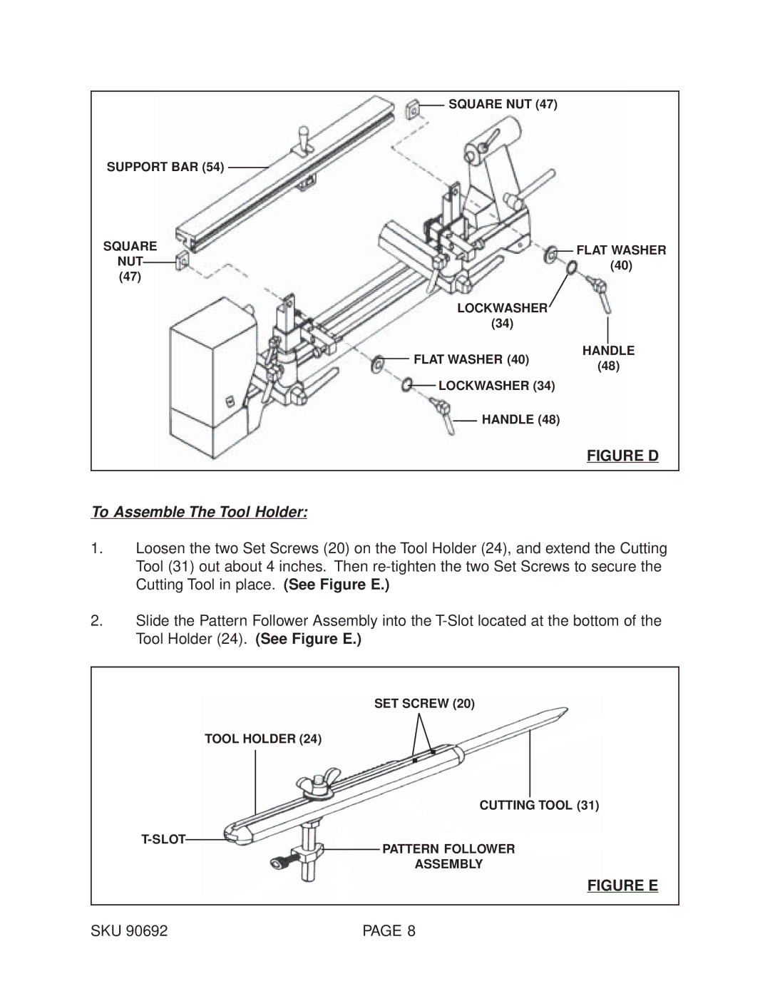 Harbor Freight Tools 90692 operating instructions Figure D, To Assemble The Tool Holder 