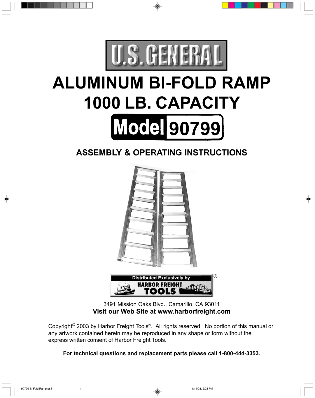 Harbor Freight Tools 90799 operating instructions 