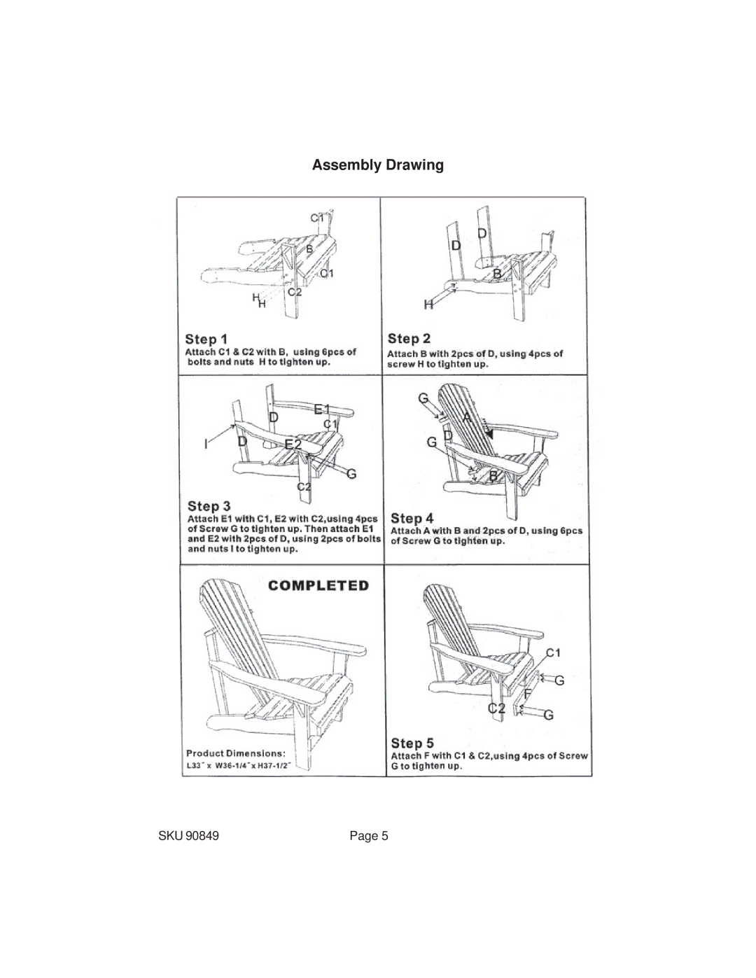 Harbor Freight Tools 90849 operating instructions Assembly Drawing 