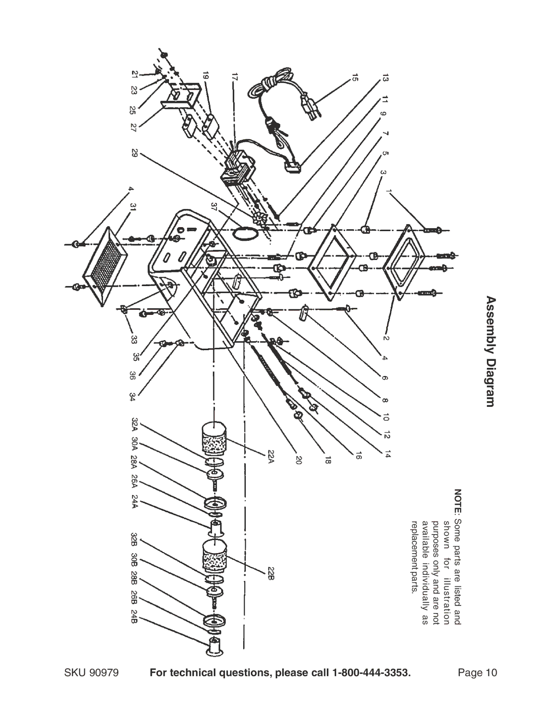 Harbor Freight Tools 90979 operating instructions Assembly Diagram 