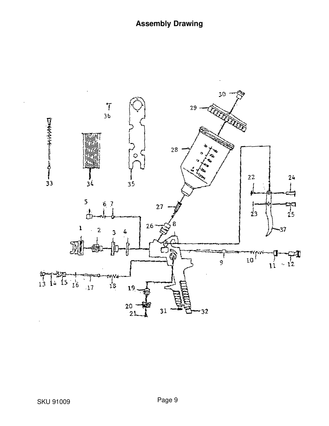 Harbor Freight Tools 91009 operating instructions Assembly Drawing 