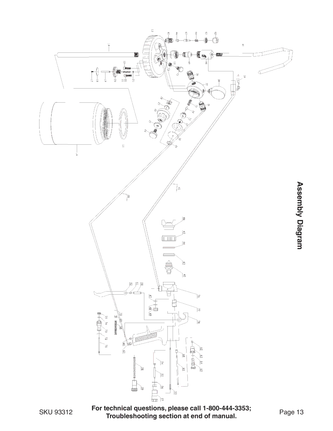 Harbor Freight Tools 91011 operating instructions Assembly Diagram 