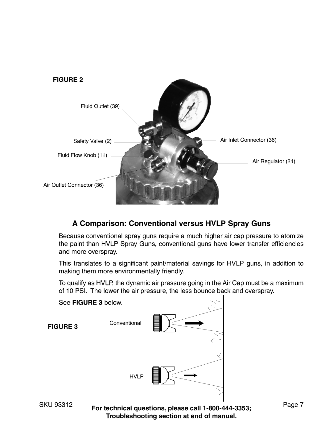 Harbor Freight Tools 91011 operating instructions Comparison Conventional versus Hvlp Spray Guns 