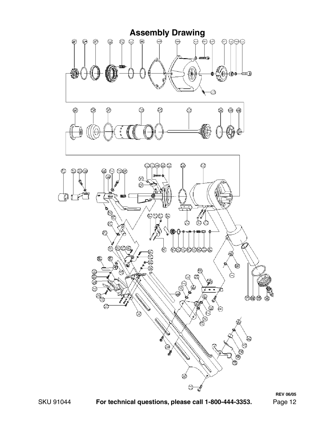 Harbor Freight Tools 91044 operating instructions Assembly Drawing 