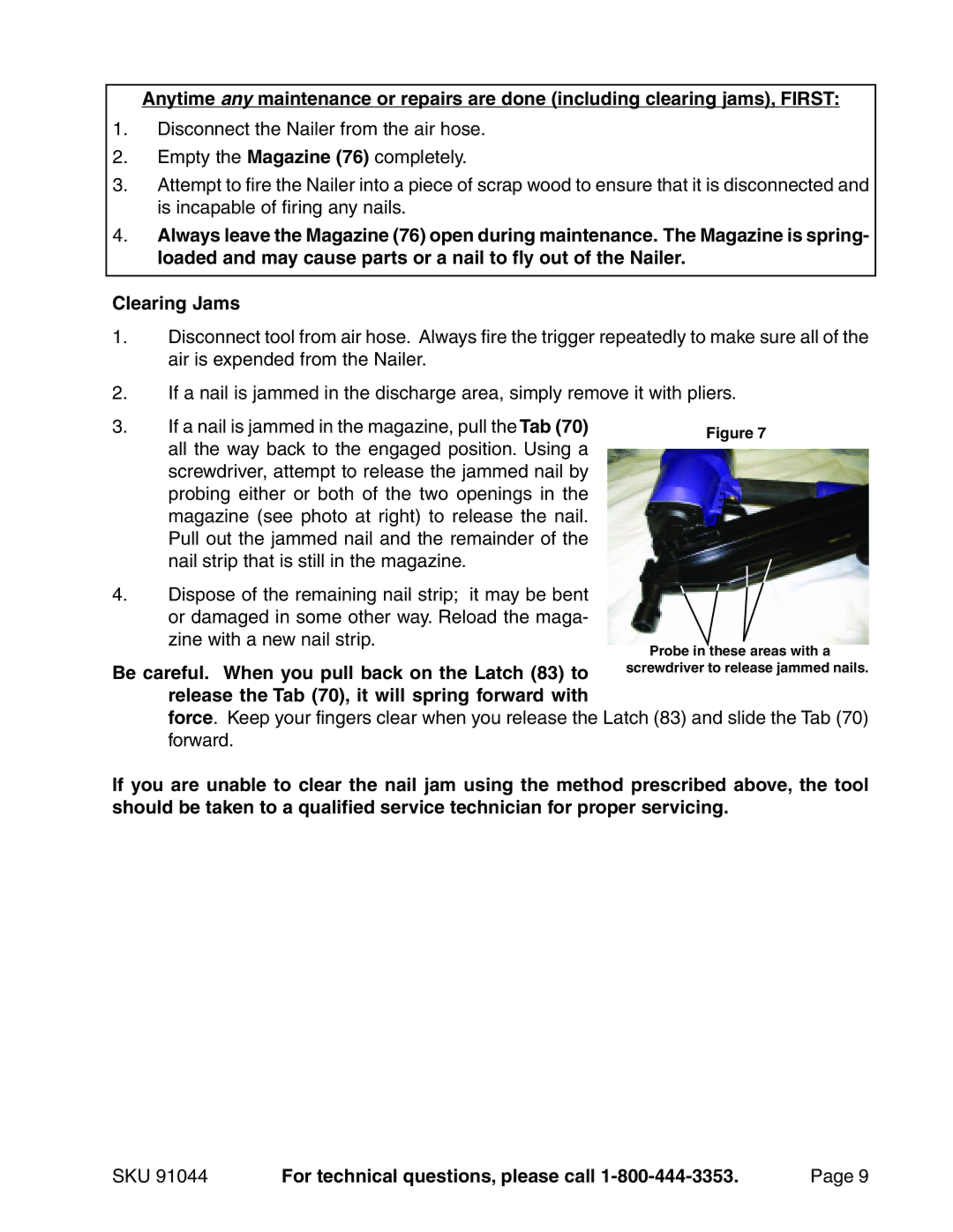 Harbor Freight Tools 91044 operating instructions 