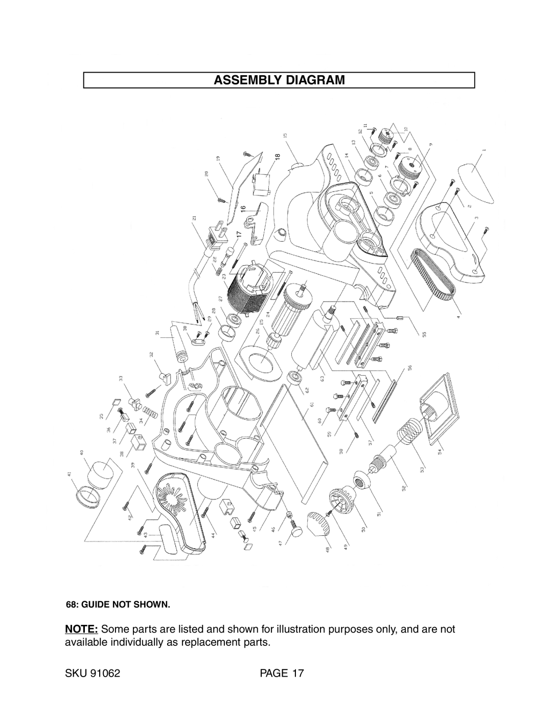 Harbor Freight Tools 91062 operating instructions Assembly Diagram 