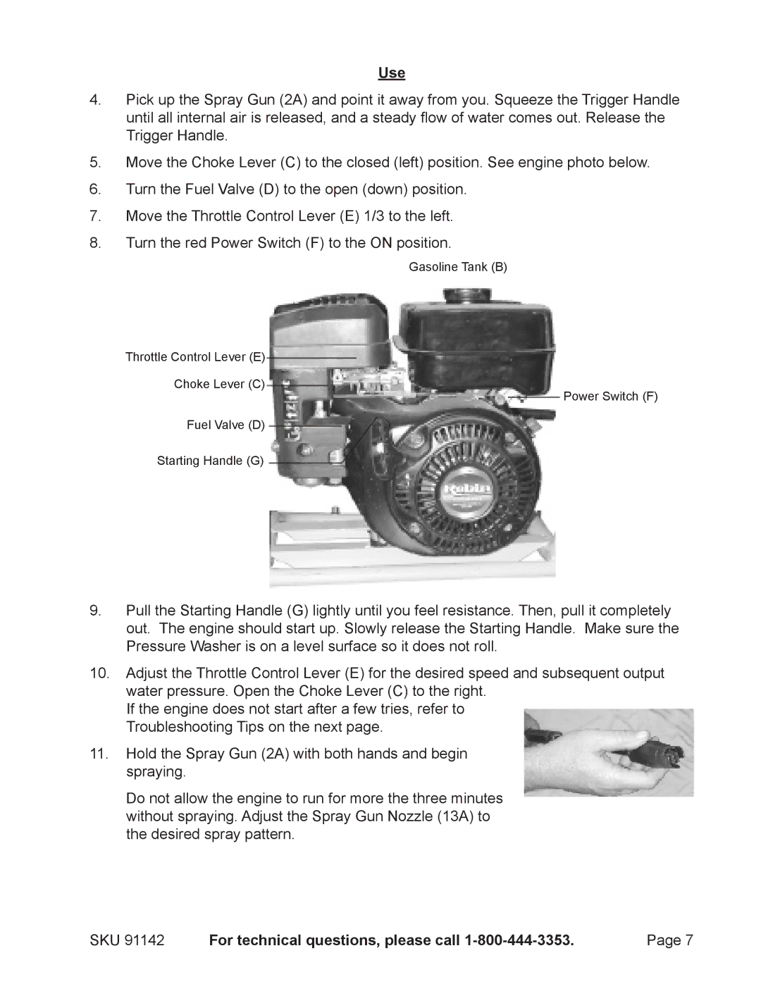 Harbor Freight Tools 91142 manual Use 