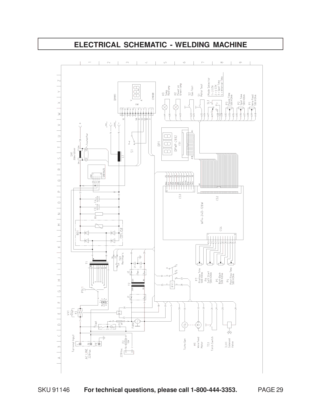 Harbor Freight Tools 91146 operating instructions Electrical Schematic Welding Machine 