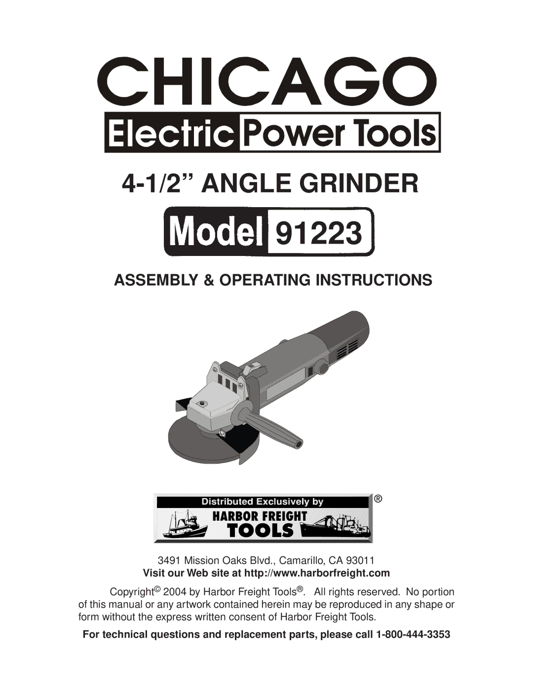 Harbor Freight Tools 91223 operating instructions 