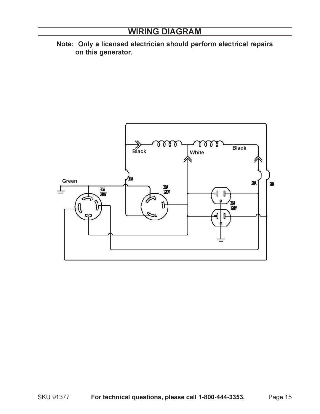 Harbor Freight Tools 91377 manual Wiring Diagram 