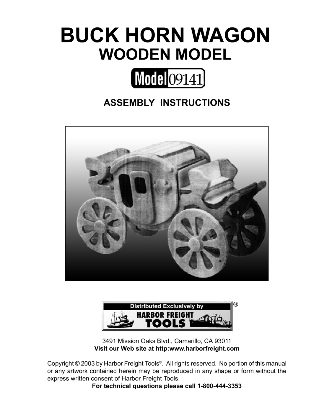 Harbor Freight Tools 9141 manual Buck Horn Wagon 