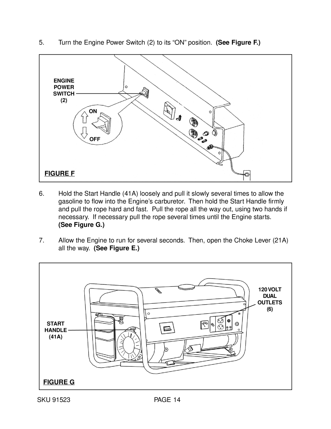 Harbor Freight Tools 91523 manual Figure F, See Figure G 