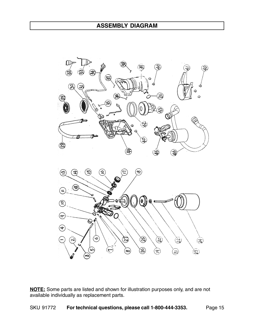 Harbor Freight Tools 91772 operating instructions Assembly Diagram 