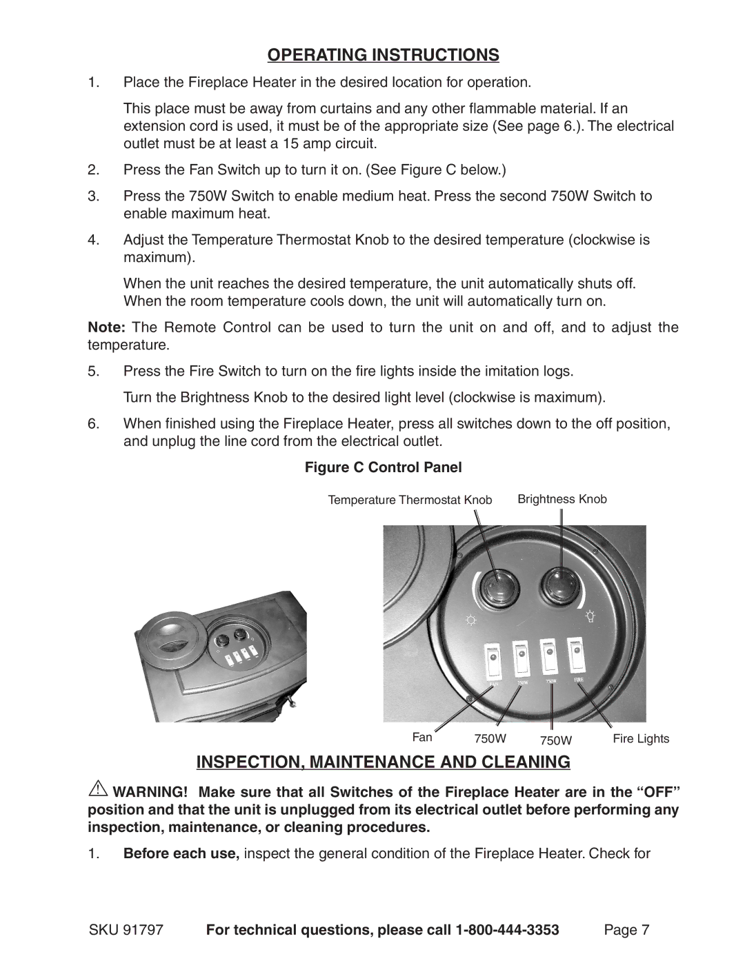 Harbor Freight Tools 91797 operating instructions Operating Instructions, INSPECTION, Maintenance and Cleaning 