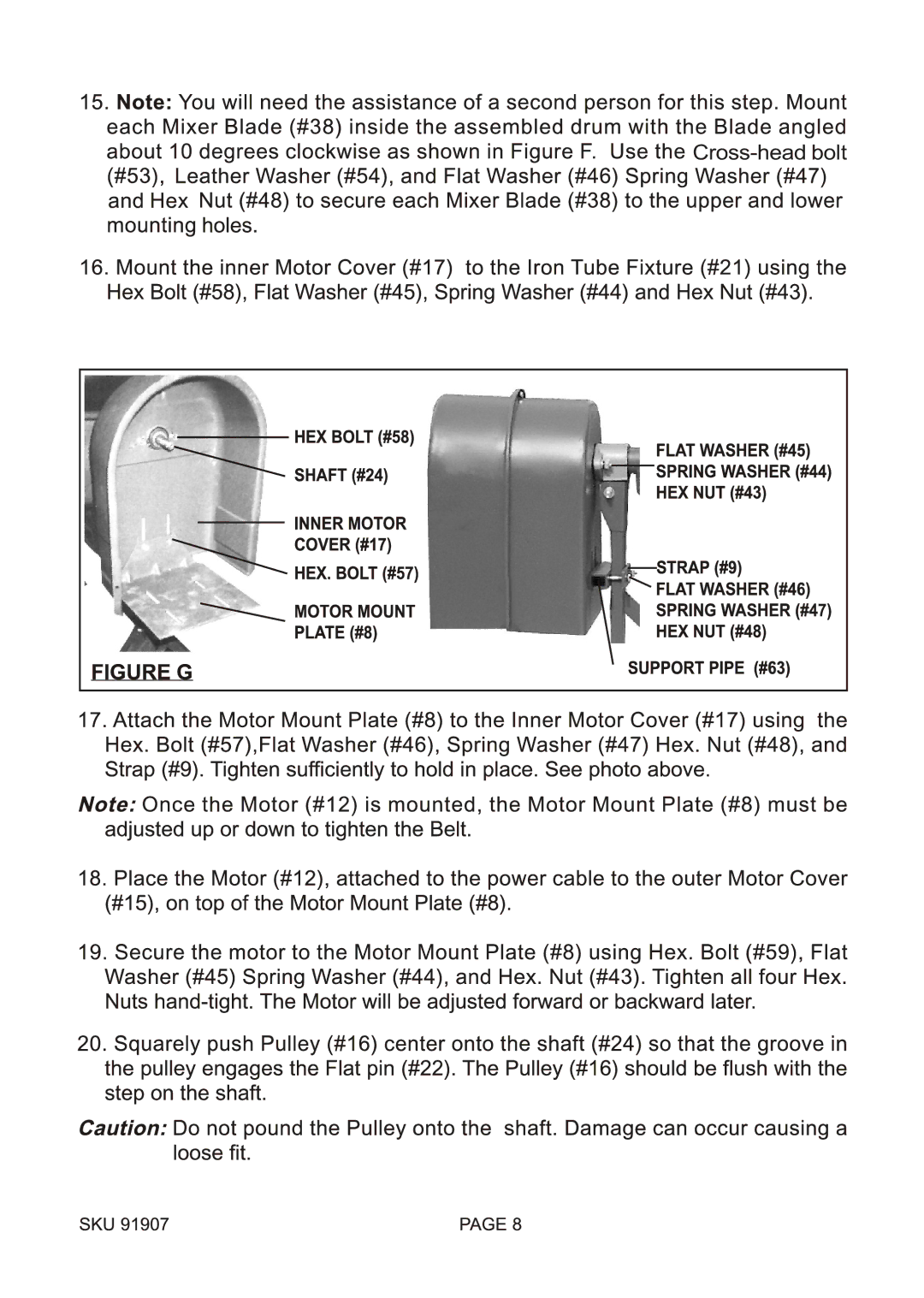 Harbor Freight Tools 91907 manual Cross-head bolt 