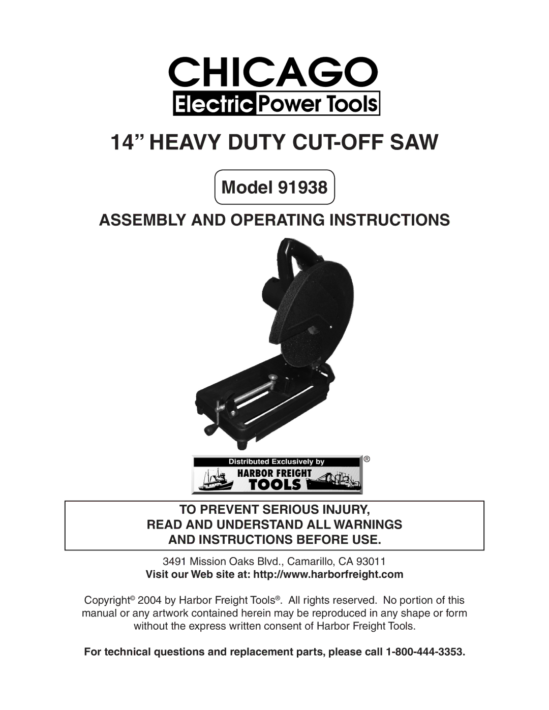 Harbor Freight Tools 91938 operating instructions Instructions Before USE 