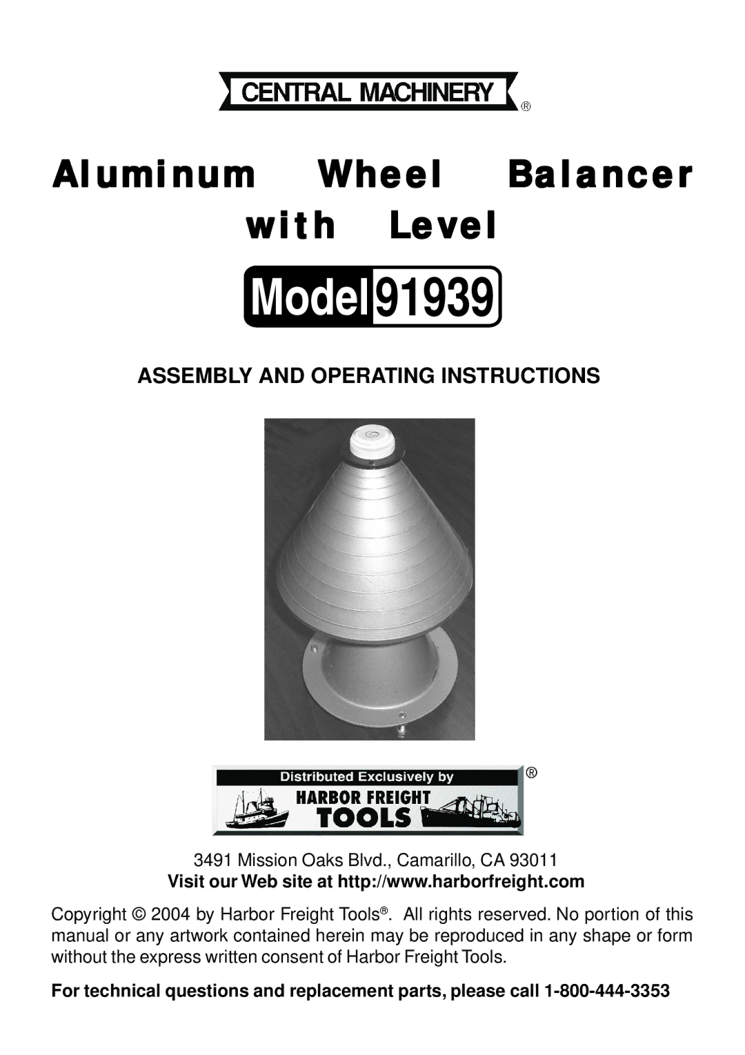 Harbor Freight Tools 91939 operating instructions 