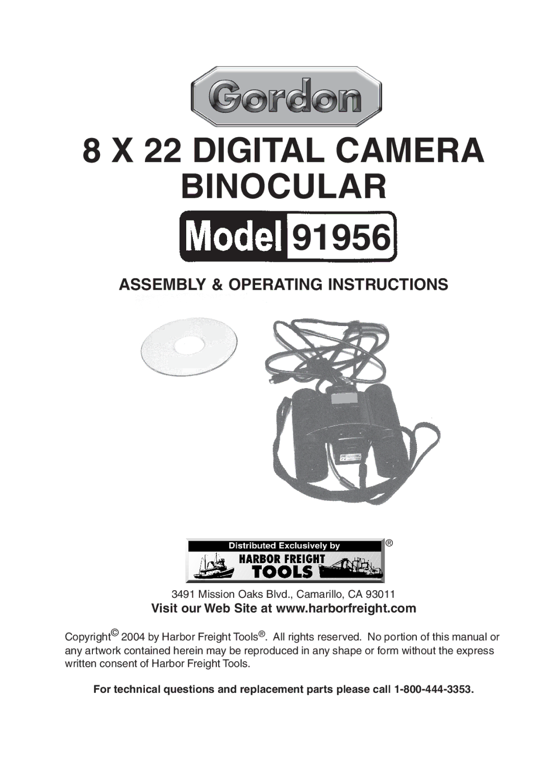 Harbor Freight Tools 91956 operating instructions 