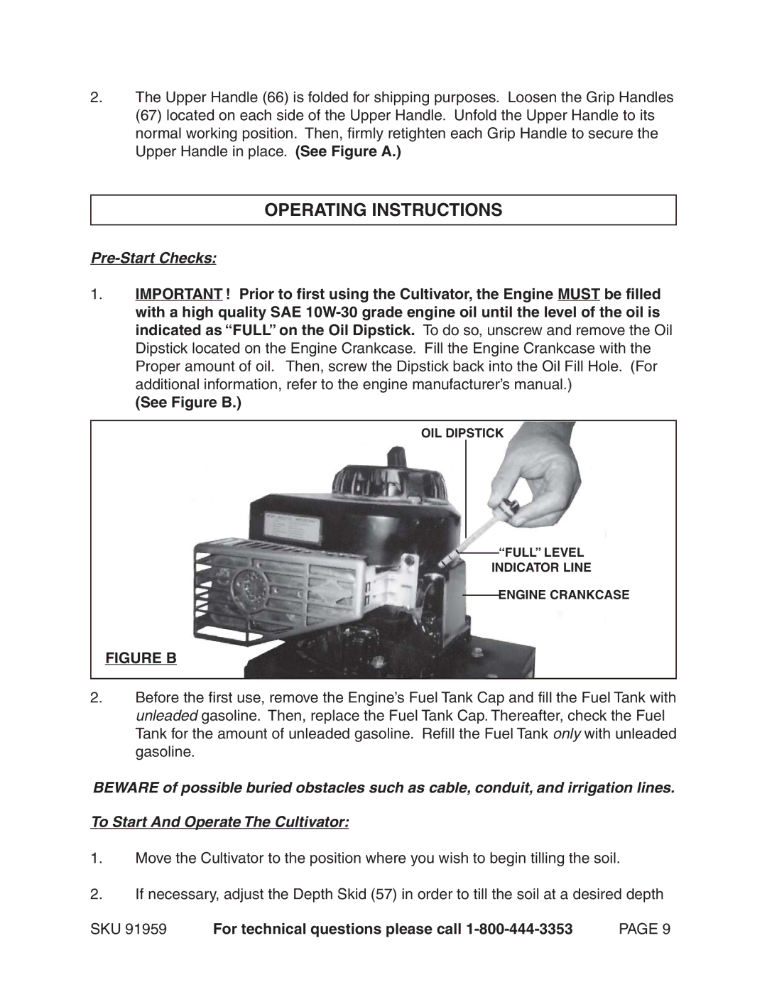 Harbor Freight Tools 91959 manual Operating Instructions, See Figure B 