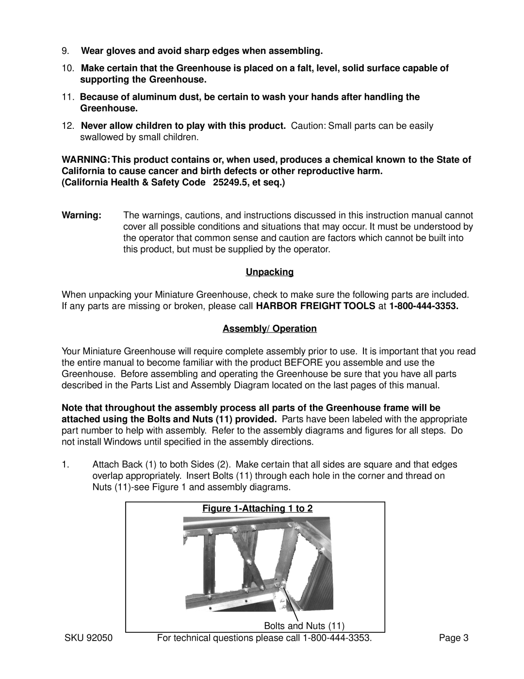 Harbor Freight Tools 92050 operating instructions Assembly/ Operation, Attaching 1 to 