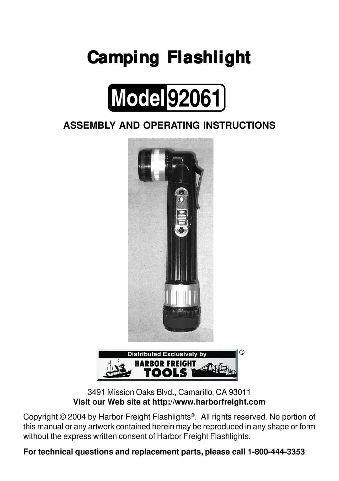 Harbor Freight Tools 92061 manual 