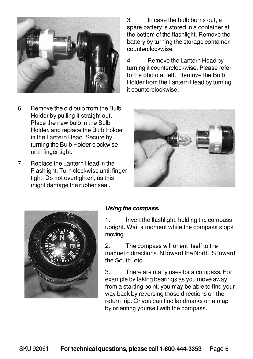 Harbor Freight Tools 92061 manual Using the compass 