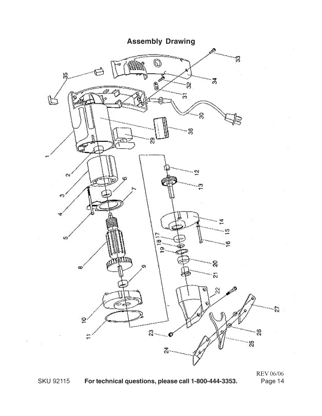 Harbor Freight Tools 92115 manual Assembly Drawing 