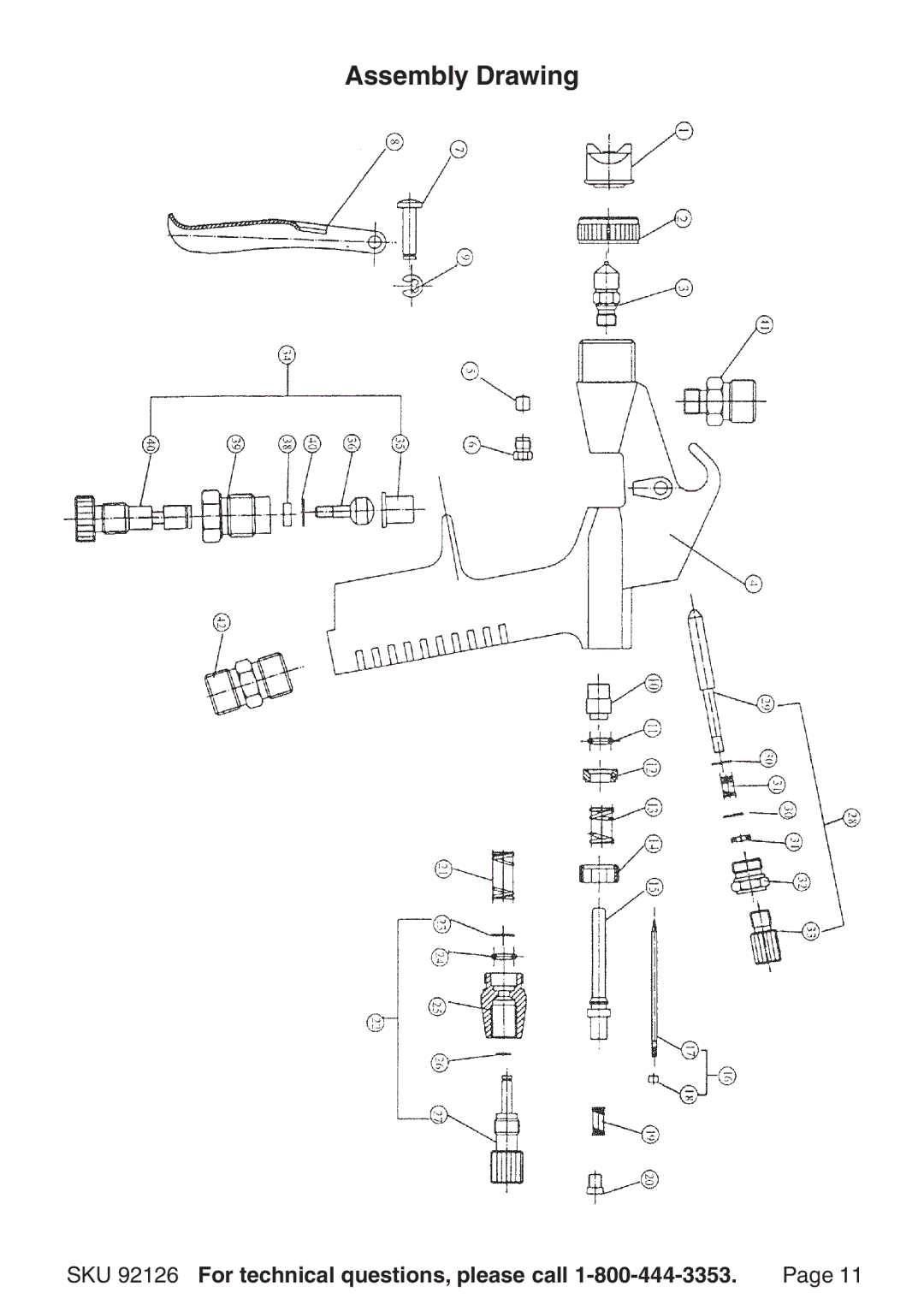 Harbor Freight Tools 92126 operating instructions Assembly Drawing 