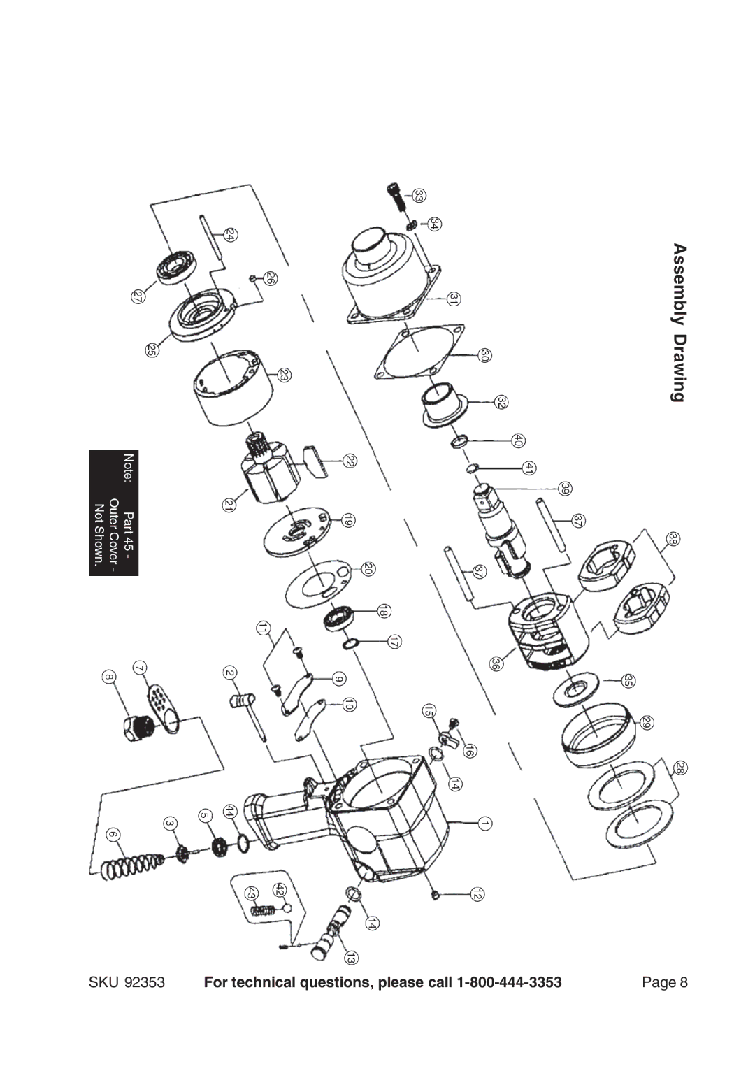 Harbor Freight Tools 92353 operating instructions Assembly Drawing 