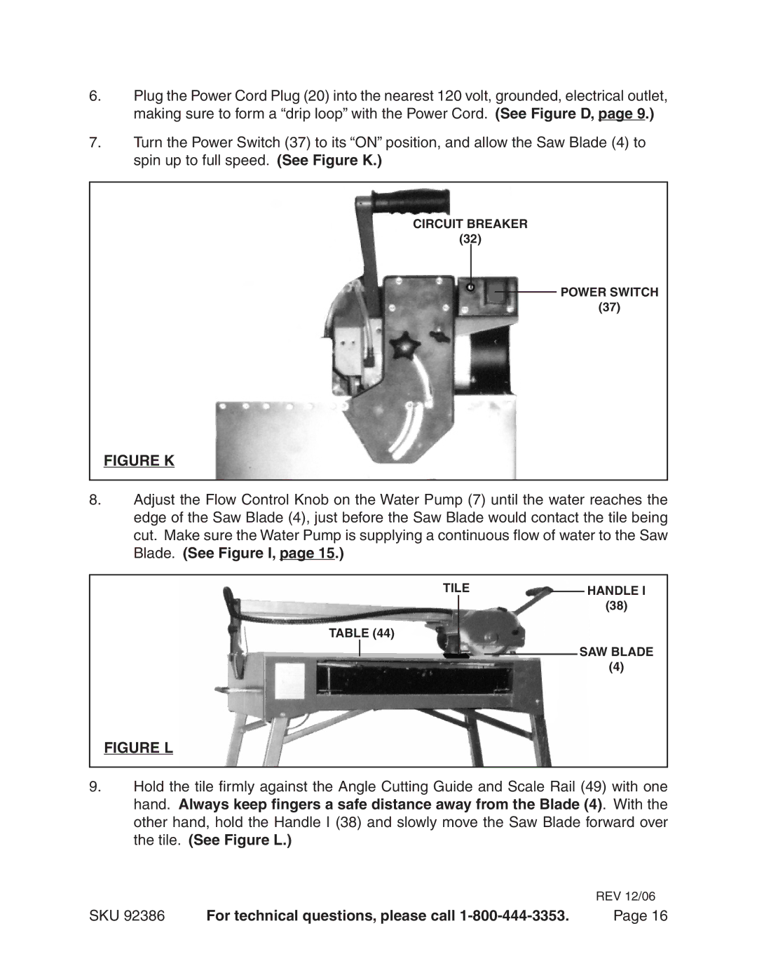 Harbor Freight Tools 92386 manual Figure K 