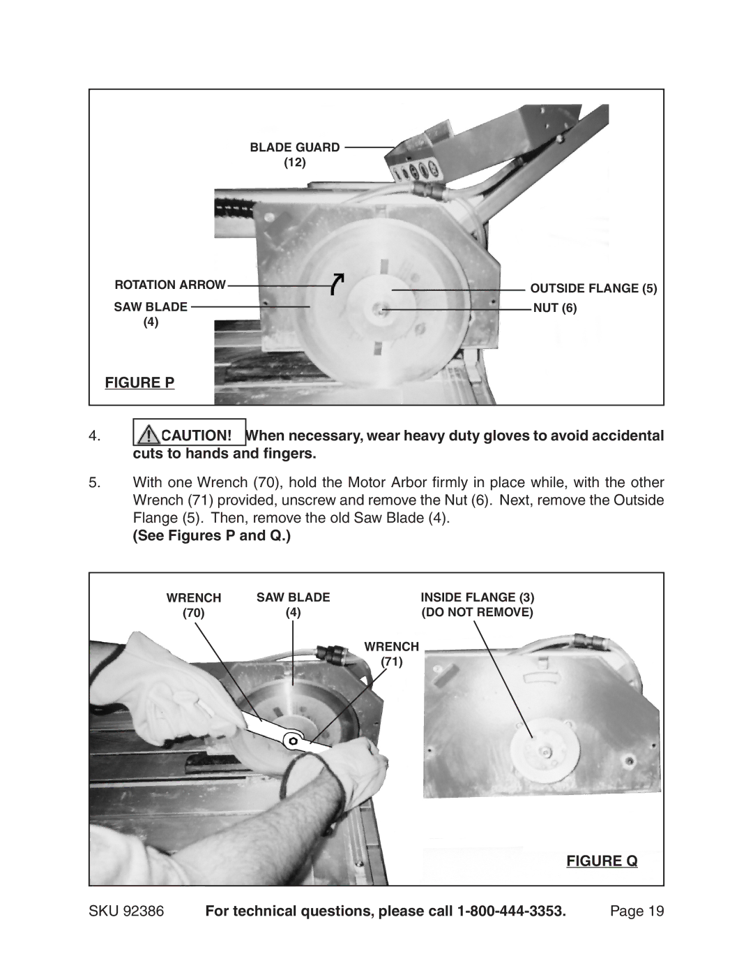 Harbor Freight Tools 92386 manual Figure P, See Figures P and Q 