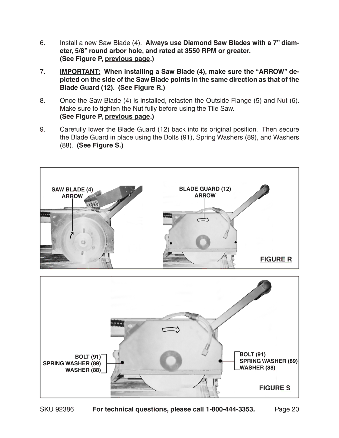 Harbor Freight Tools 92386 manual Figure R 