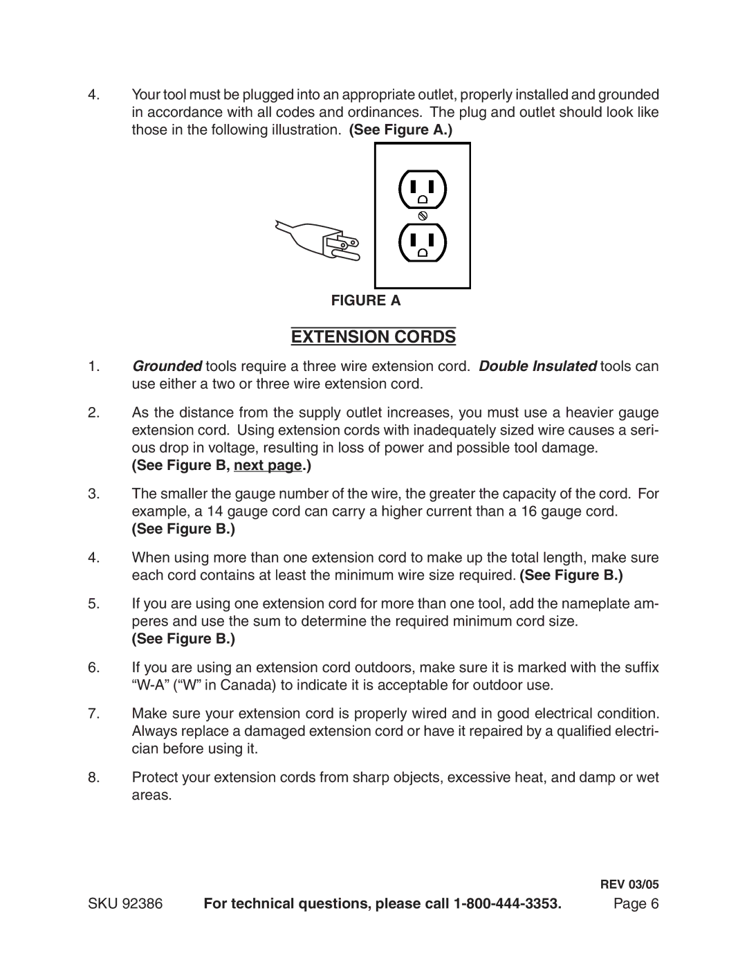 Harbor Freight Tools 92386 manual See Figure B, next 