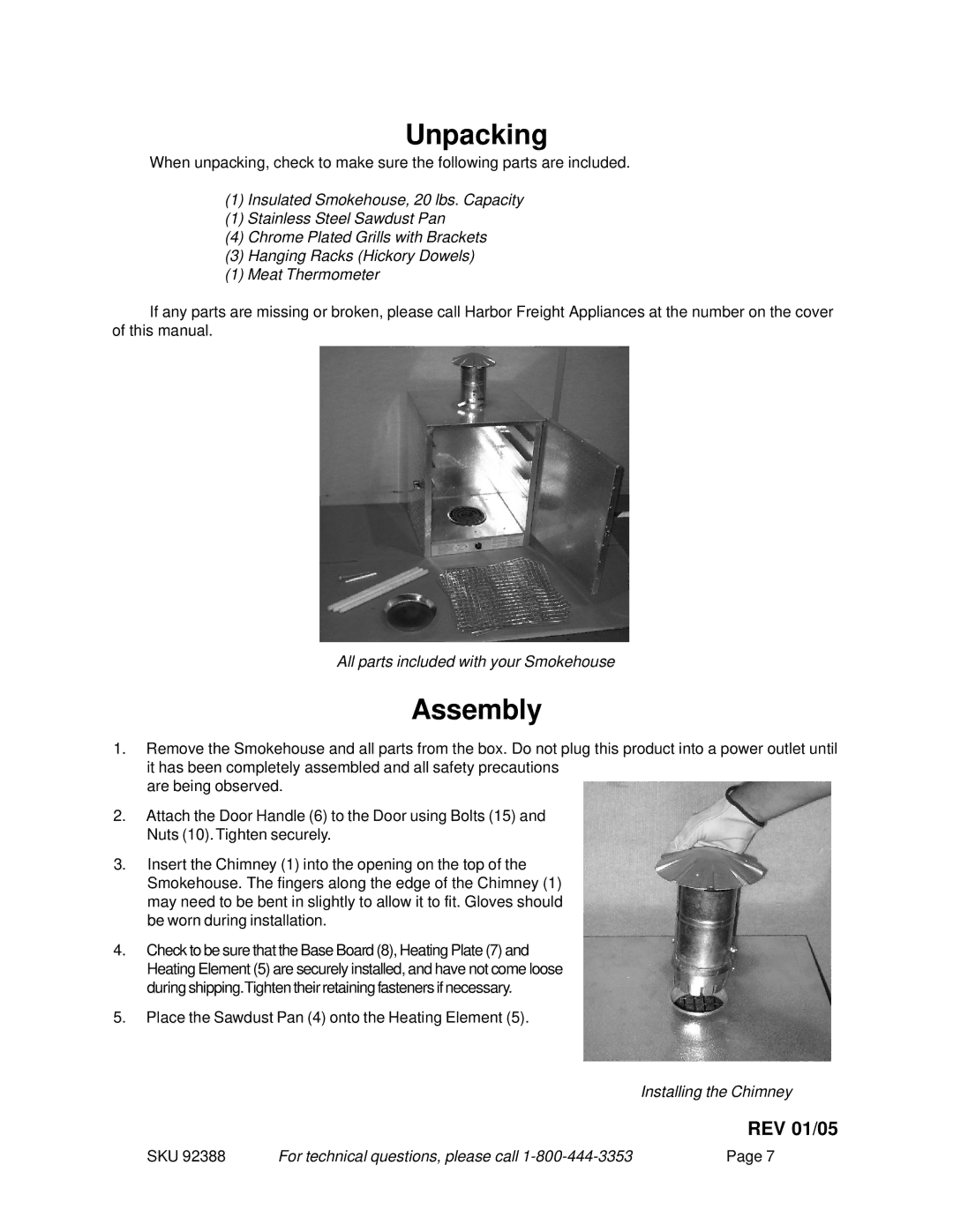 Harbor Freight Tools 92388 operating instructions Unpacking, Assembly 