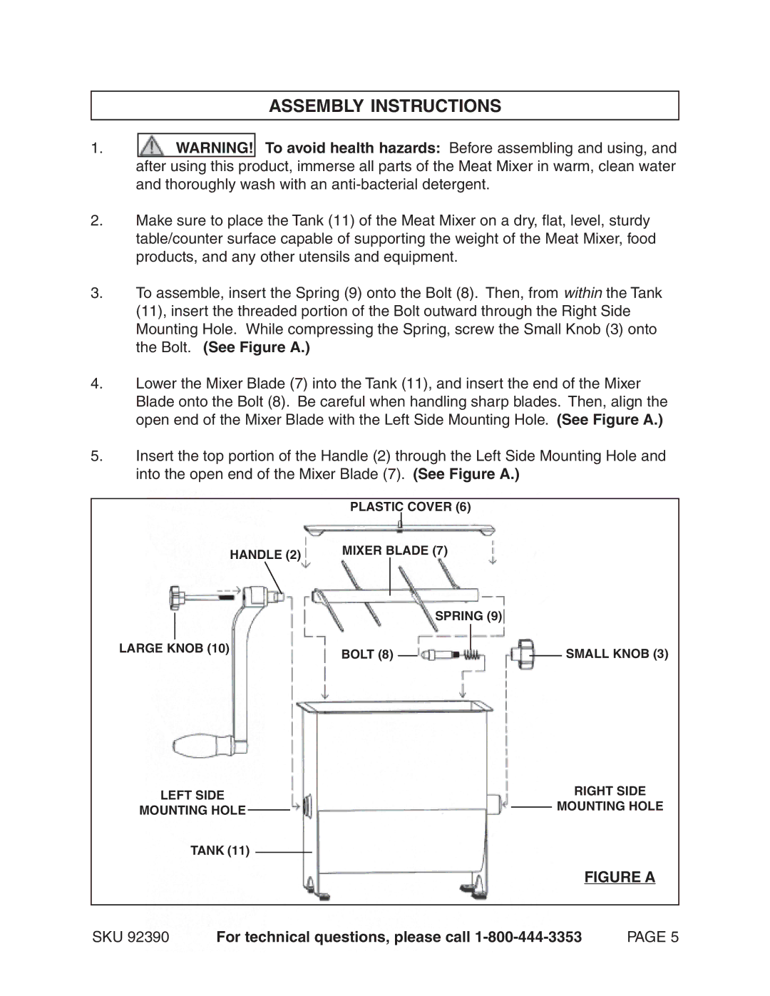 Harbor Freight Tools 92390 manual Assembly Instructions, Figure a 