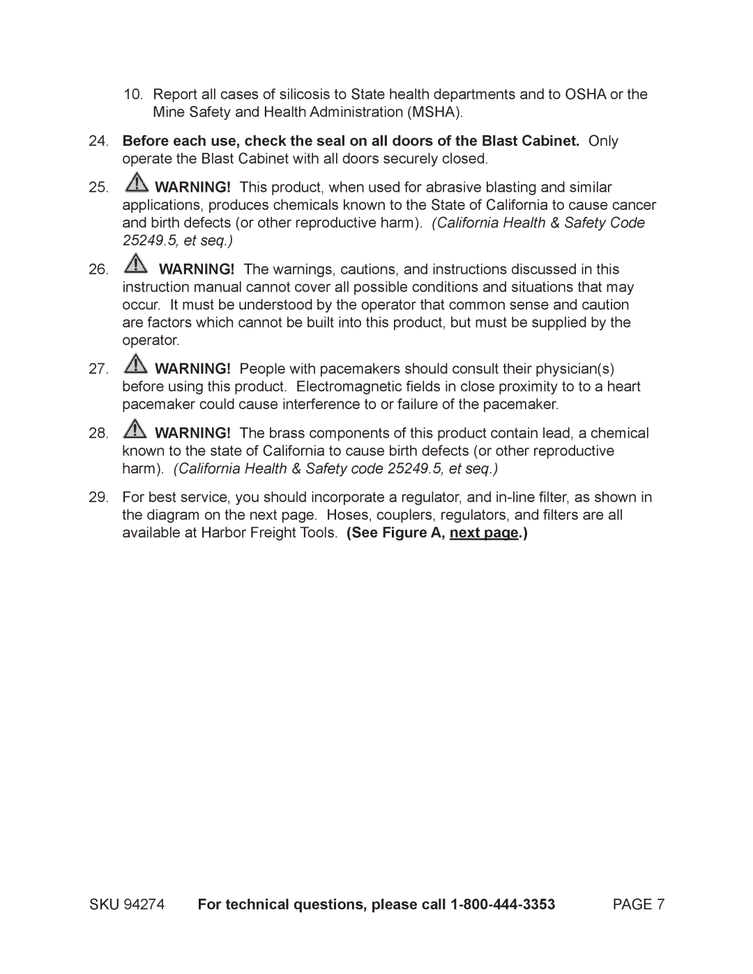 Harbor Freight Tools 92427 manual SKU For technical questions, please call 