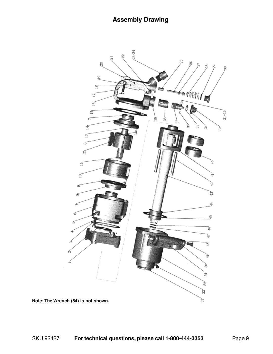 Harbor Freight Tools 92427 operating instructions Assembly Drawing 