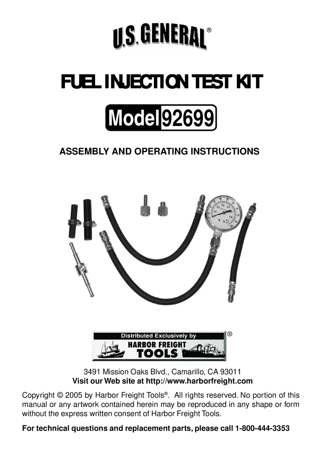 Harbor Freight Tools 92699 operating instructions Assembly and Operating Instructions 