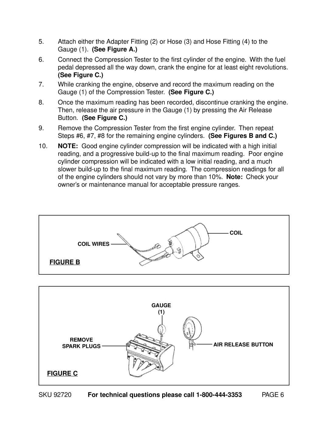 Harbor Freight Tools 92720 operating instructions See Figure C, Figure B 