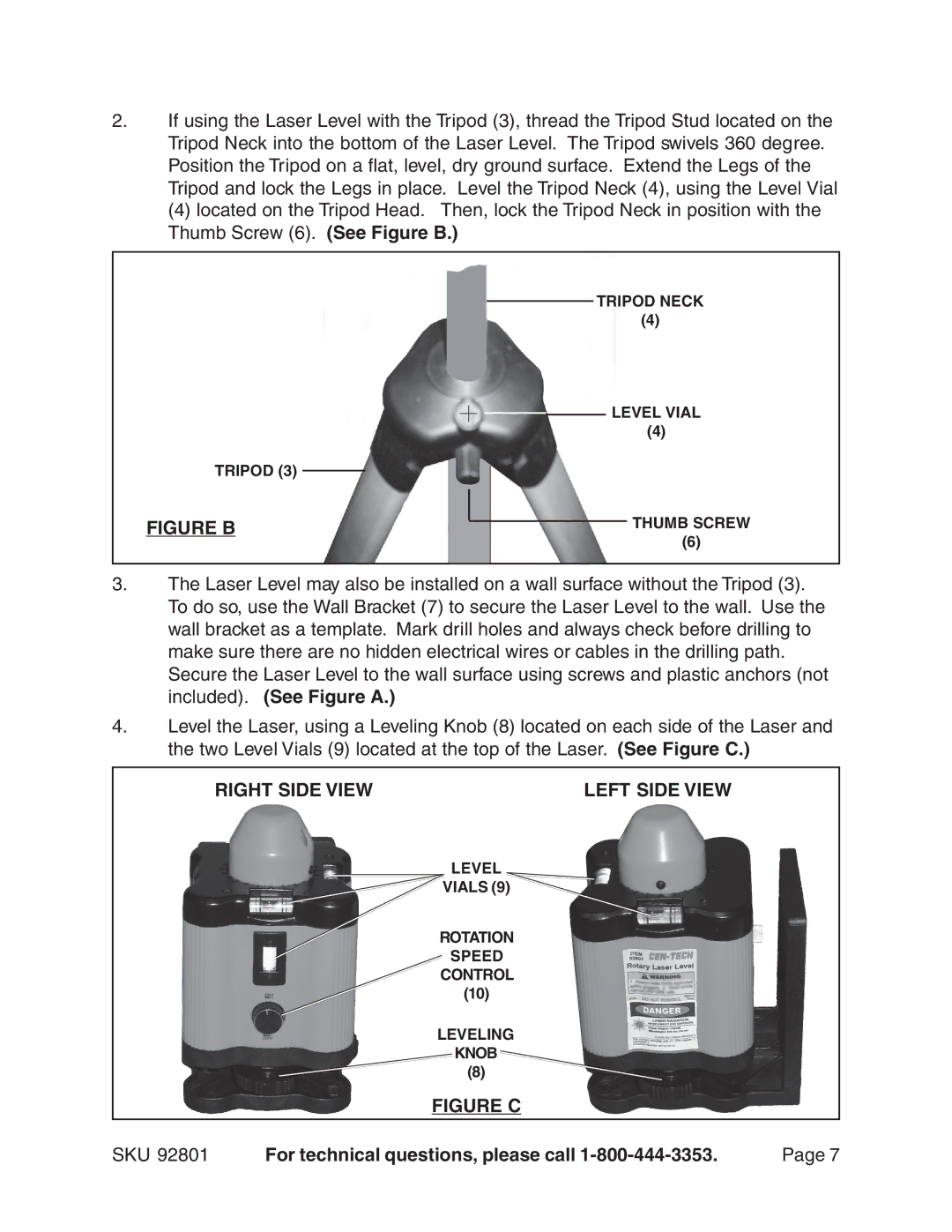 Harbor Freight Tools 92801 operating instructions Figure B, Right Side View 