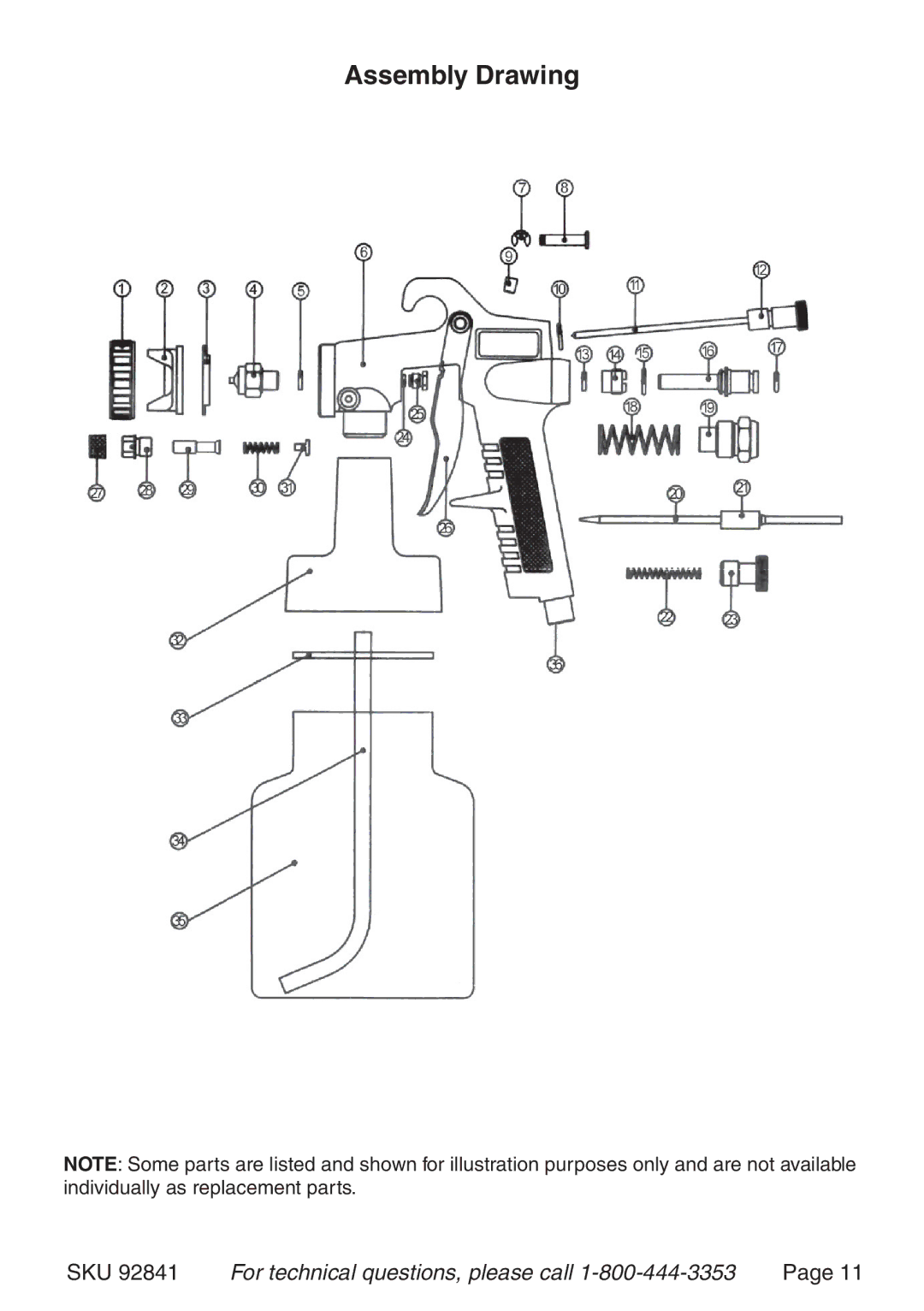 Harbor Freight Tools 92841 operating instructions Assembly Drawing 