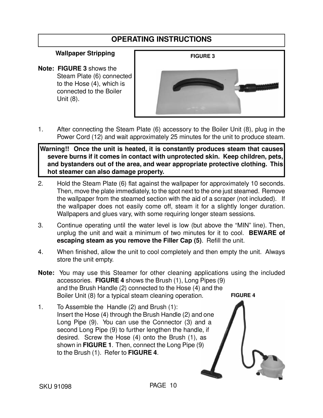 Harbor Freight Tools 93011 manual Operating Instructions, Wallpaper Stripping 