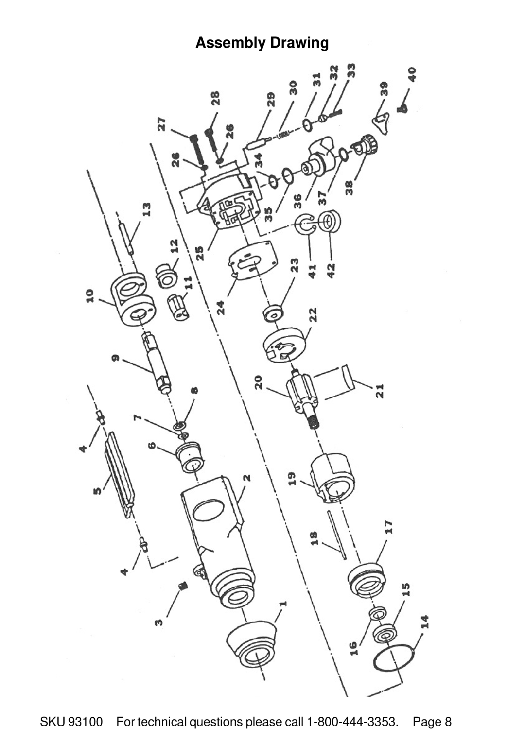 Harbor Freight Tools 93100 operating instructions Assembly Drawing 