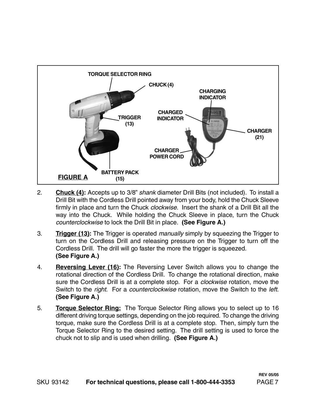 Harbor Freight Tools 93142 operating instructions See Figure a 