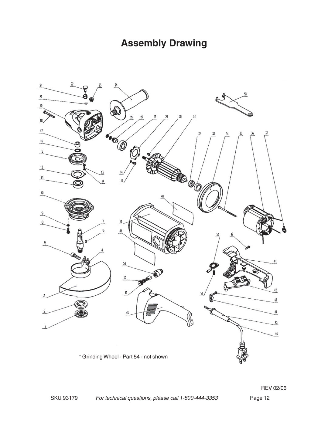 Harbor Freight Tools 93179 operating instructions Assembly Drawing 