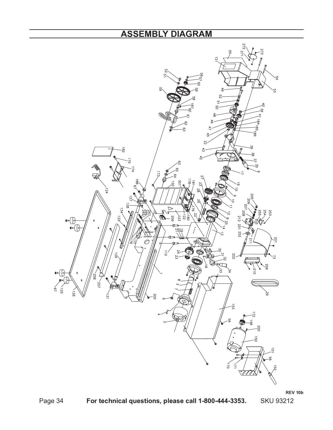 Harbor Freight Tools 93212 operating instructions Assembly Diagram 